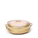 Shoulder Bag GG Marmont Chain Round Crossbody Pink Quilted Chevron Leather