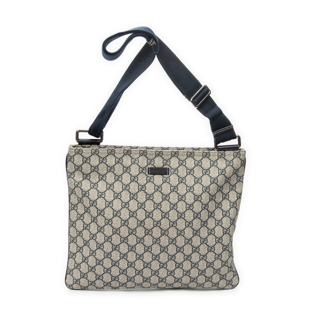 Bolso de hombro grande cuadrado con cremallera Messenger Gris Lona revestida Supreme