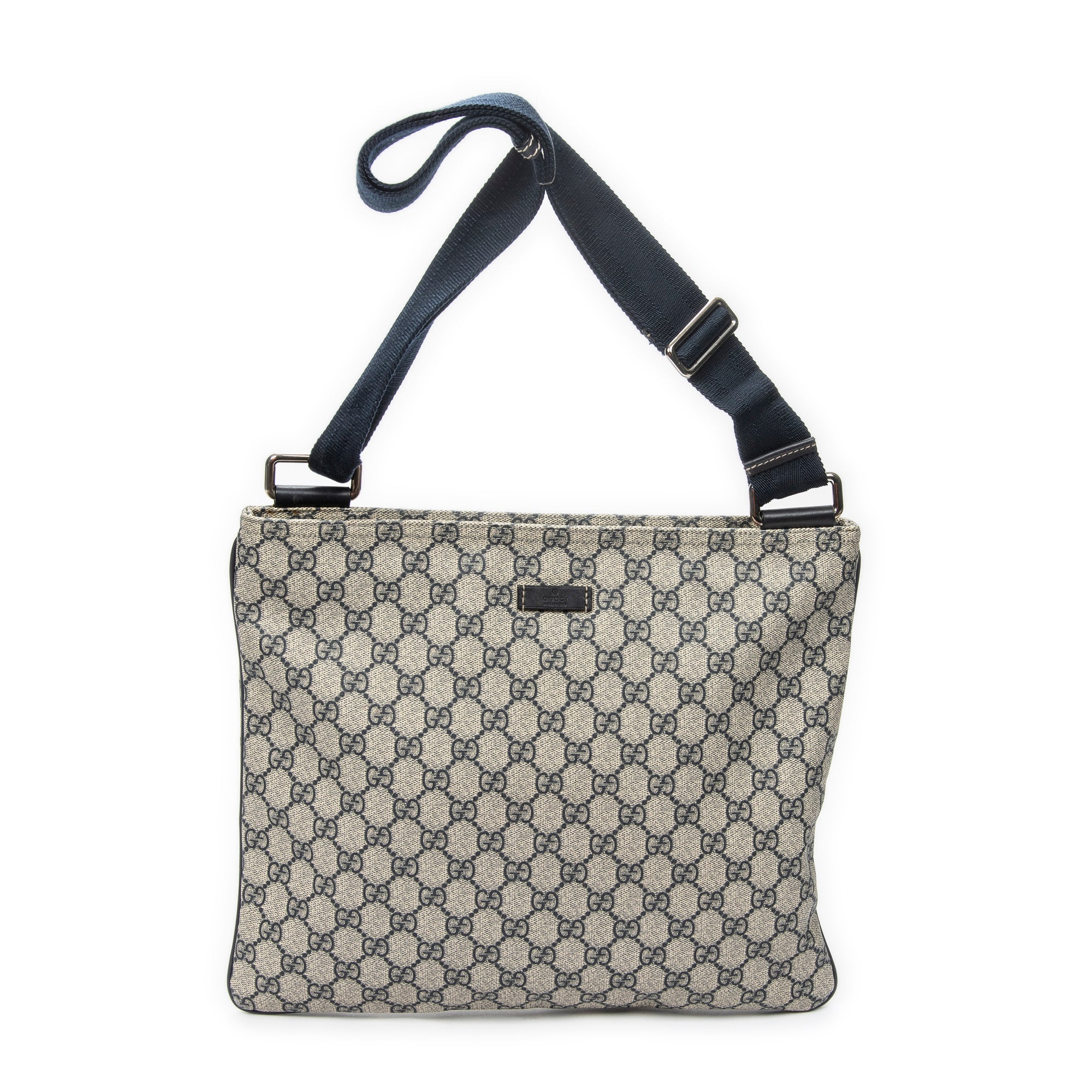 Bolso de hombro grande cuadrado con cremallera Messenger Gris Lona revestida Supreme