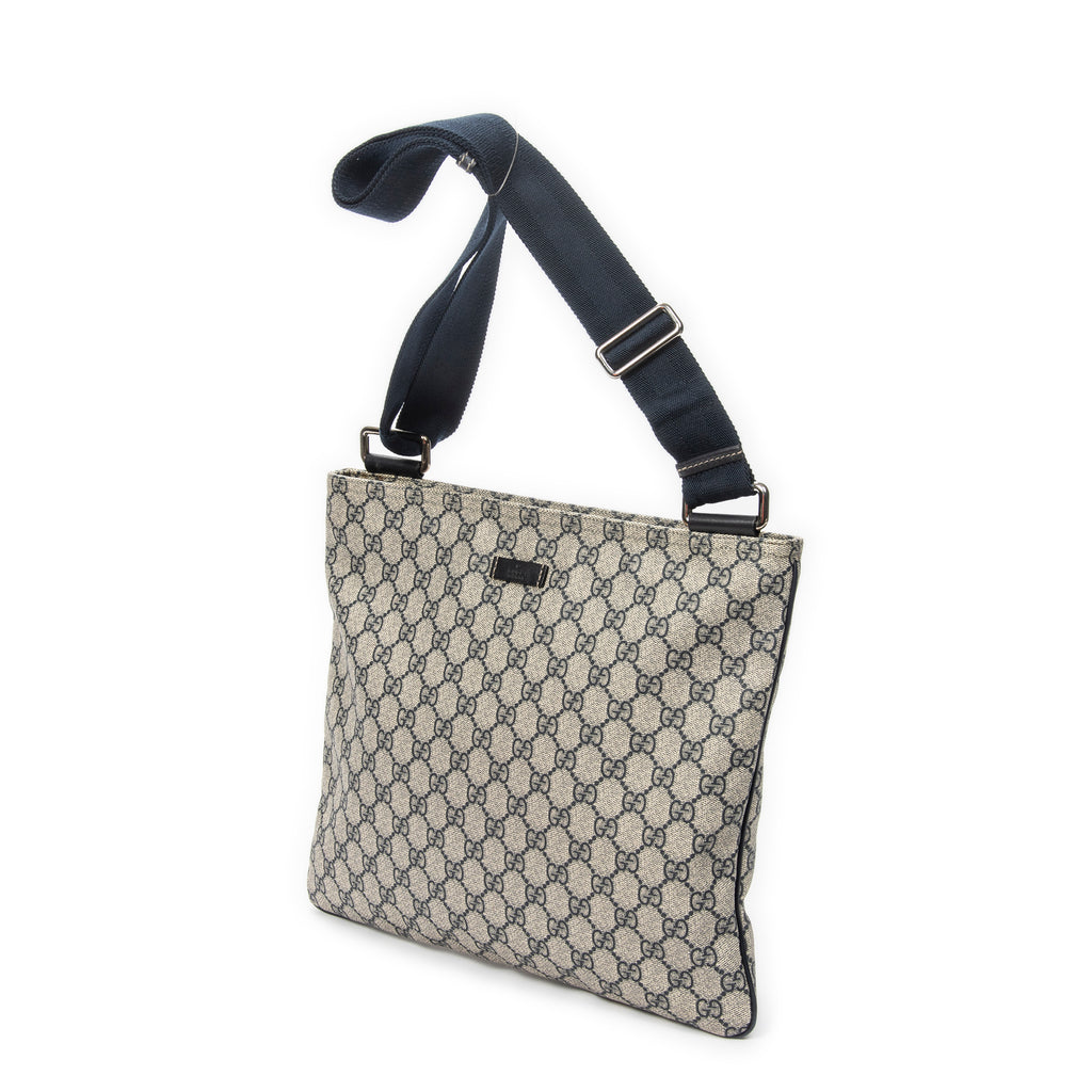 Shoulder Bag Large Square Zip Messenger Grey Supreme Coated Canvas