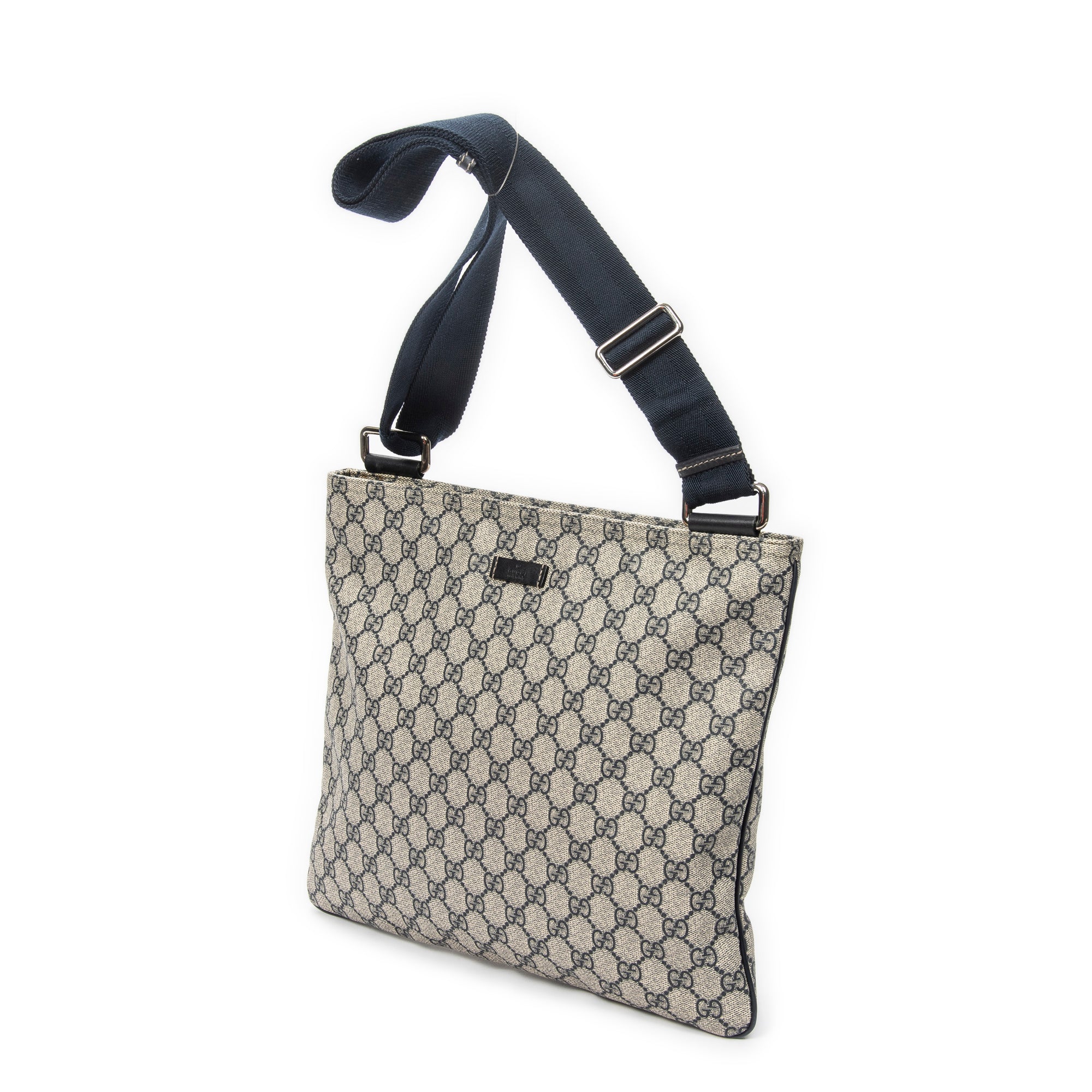 Shoulder Bag Large Square Zip Messenger Grey Supreme Coated Canvas