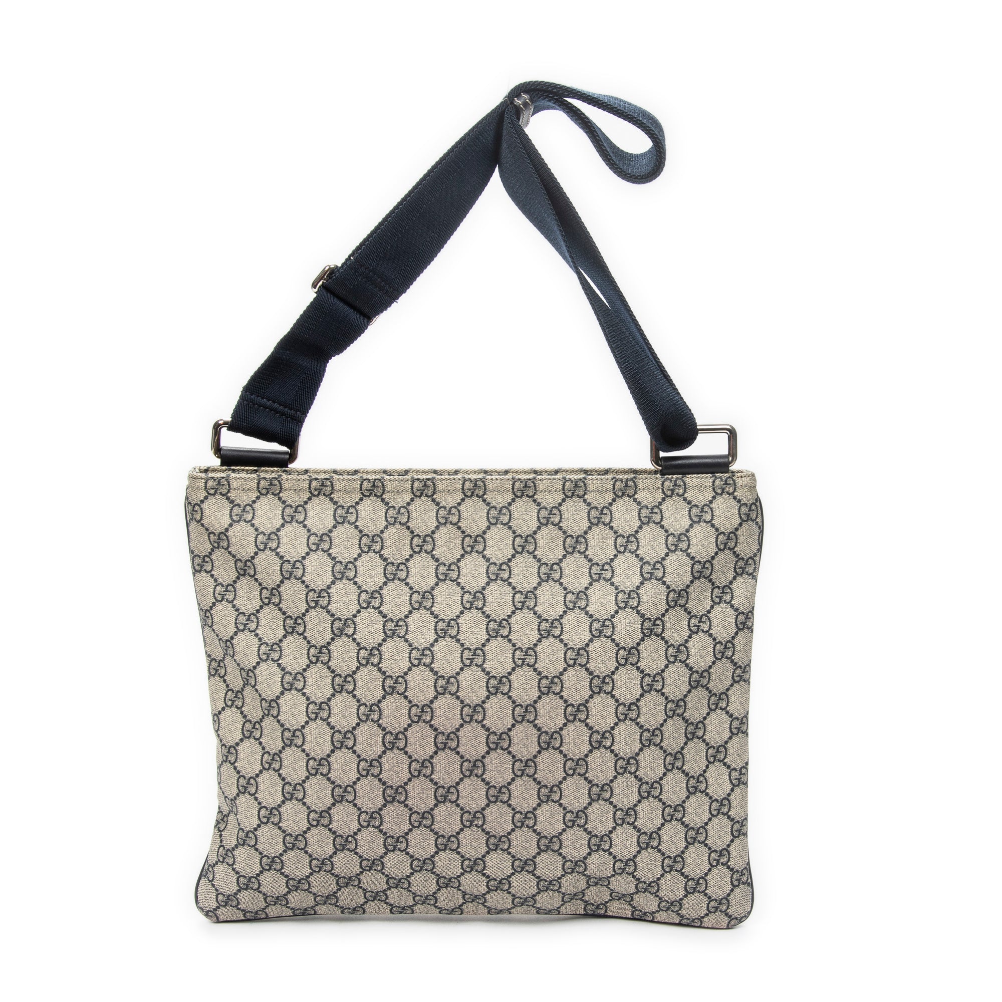 Shoulder Bag Large Square Zip Messenger Grey Supreme Coated Canvas