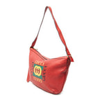 Shoulder Bag Large Halfmoon Hobo Red Print Leather