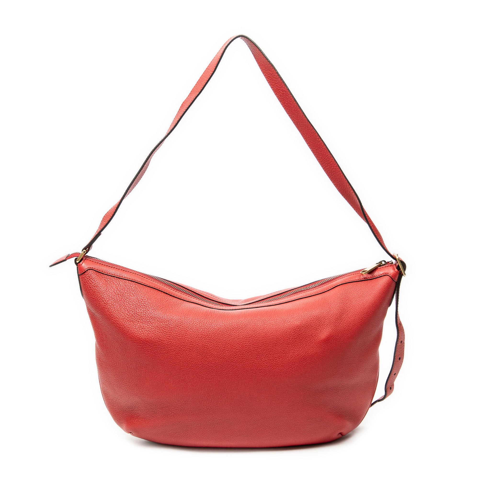 Shoulder Bag Large Halfmoon Hobo Red Print Leather
