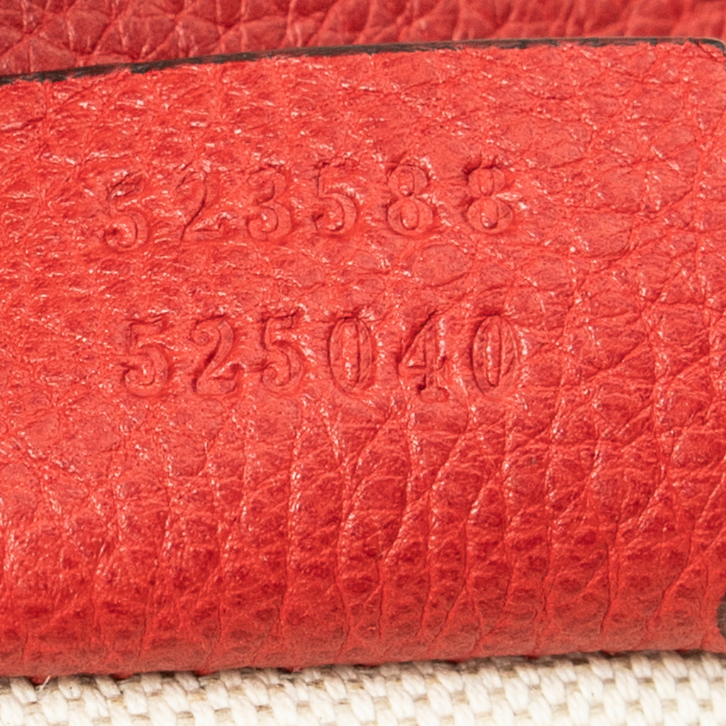 Shoulder Bag Large Halfmoon Hobo Red Print Leather