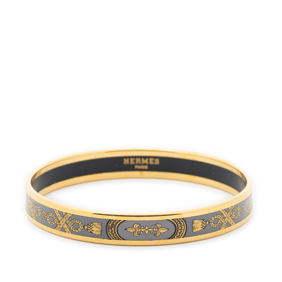 Bracelet Enamel Bangle PM Grey Rope Motif