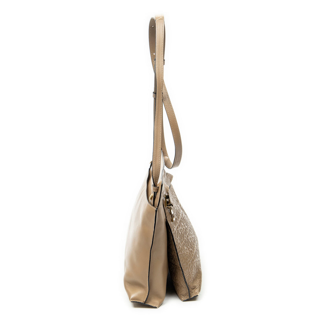 Shoulder Bag Double Pouch Crossbody Brown Anagram Embossed Leather