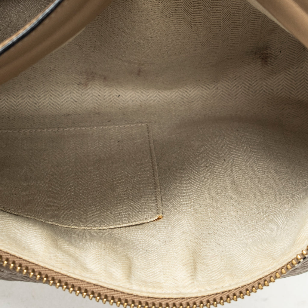 Shoulder Bag Double Pouch Crossbody Brown Anagram Embossed Leather