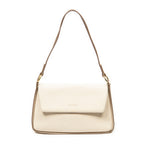 Shoulder Bag Vintage Flap Beige Textured Leather