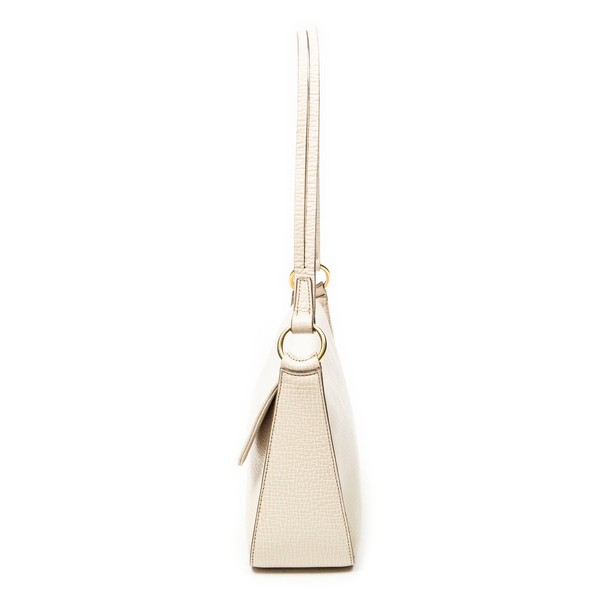 Shoulder Bag Vintage Flap Beige Textured Leather