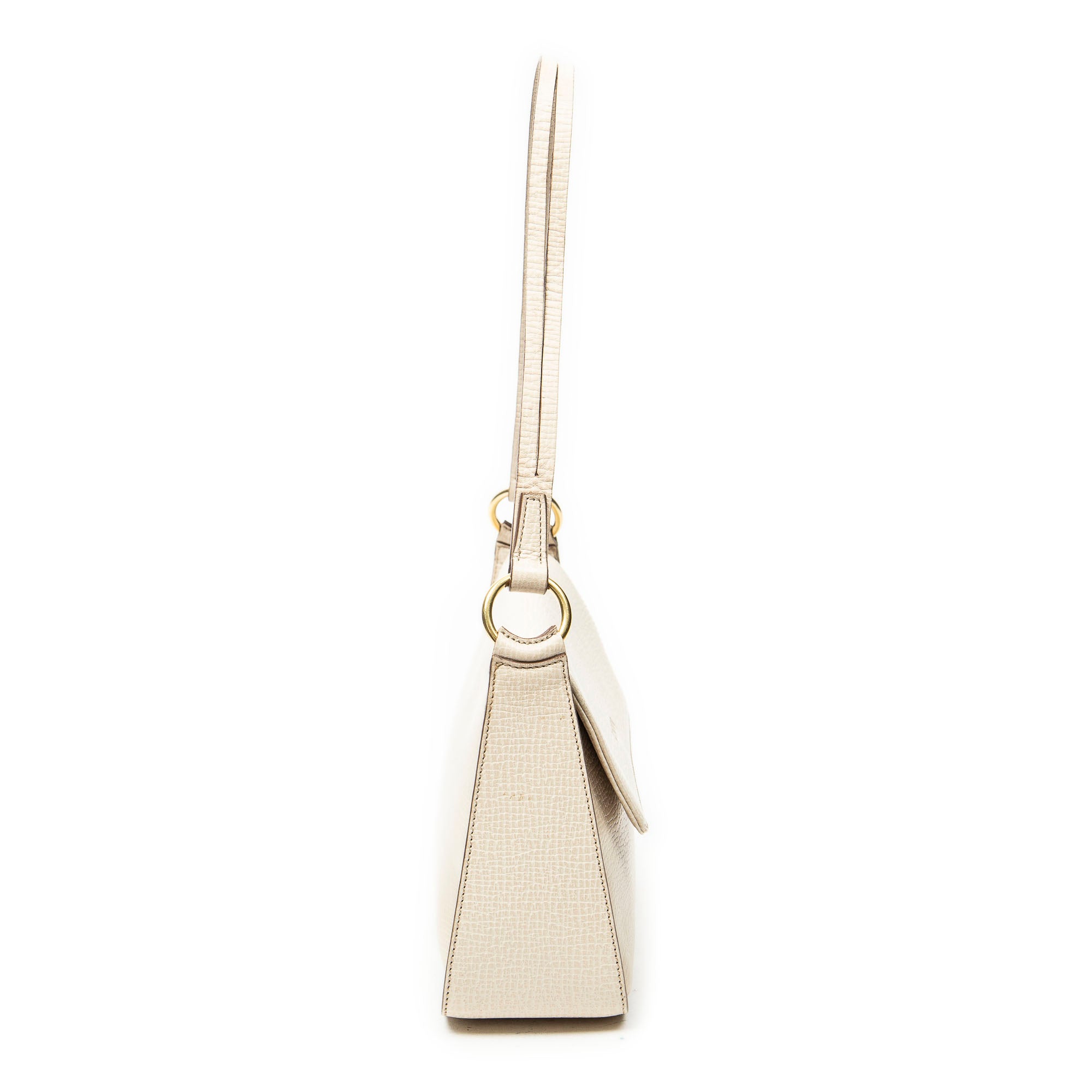 Shoulder Bag Vintage Flap Beige Textured Leather