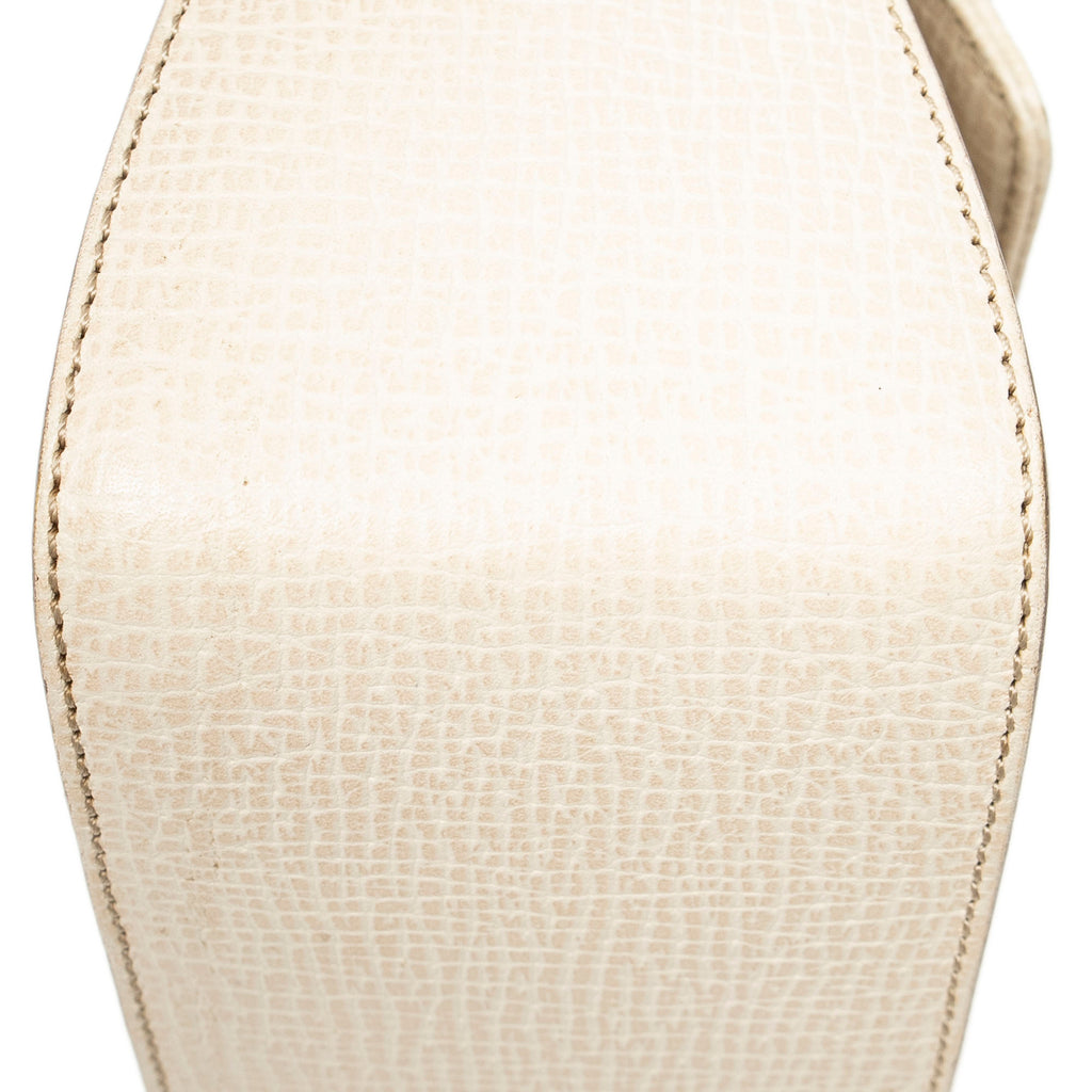 Shoulder Bag Vintage Flap Beige Textured Leather
