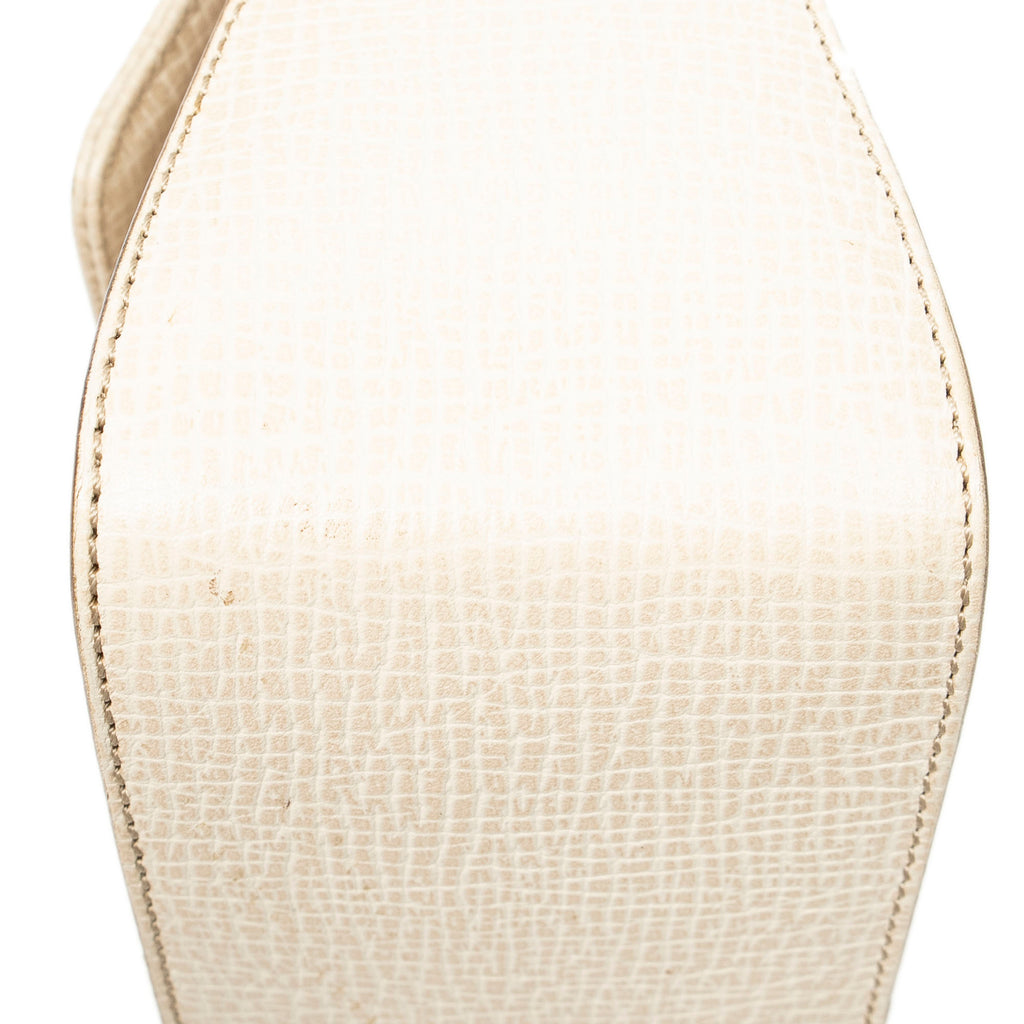 Shoulder Bag Vintage Flap Beige Textured Leather