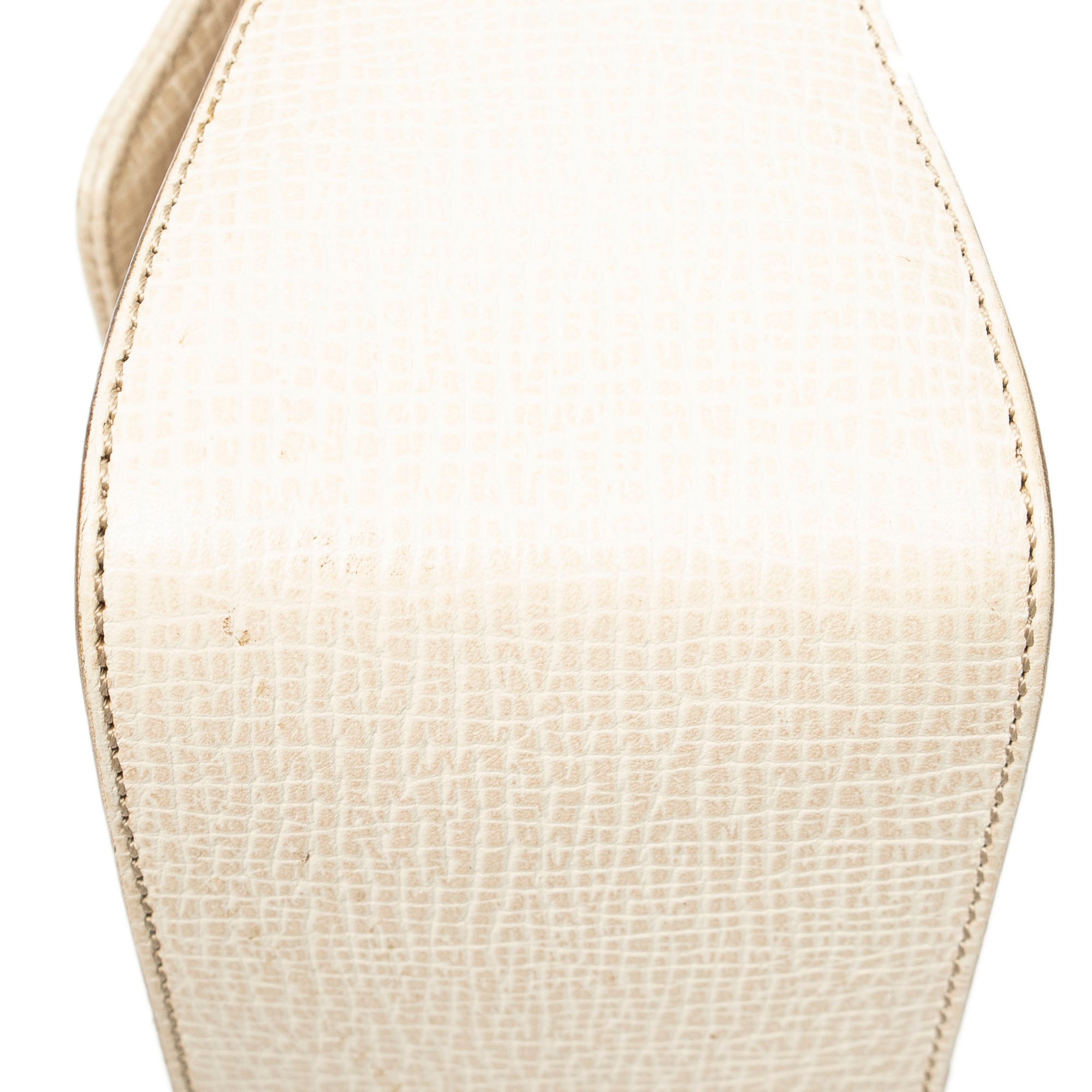 Shoulder Bag Vintage Flap Beige Textured Leather