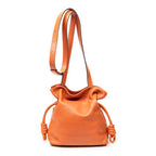 Shoulder Bag Flamenco Knot Orange Smooth Leather