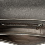 Shoulder Bag Pushlock Flap Chain Crossbody Taupe Goatskin Leather