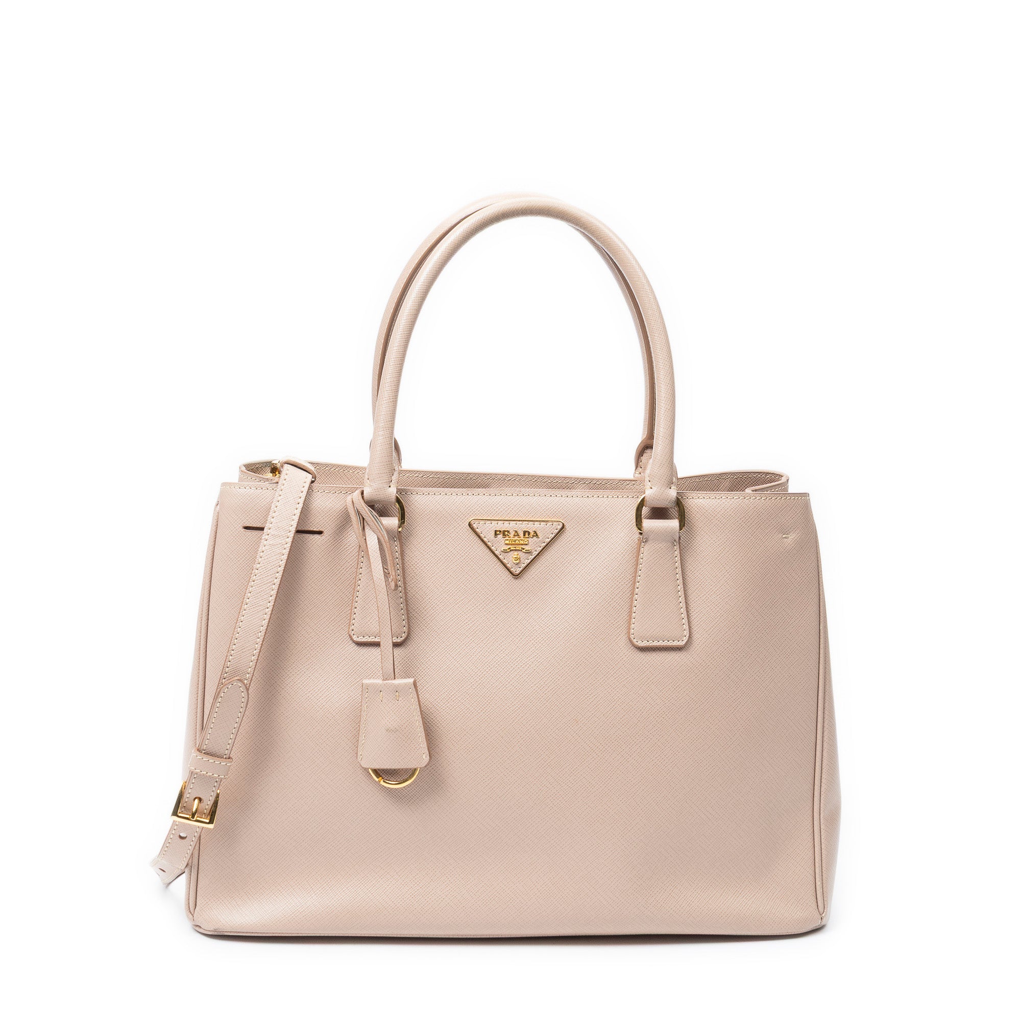 Shoulder Bag Small Executive Tote Pink Saffiano Leather
