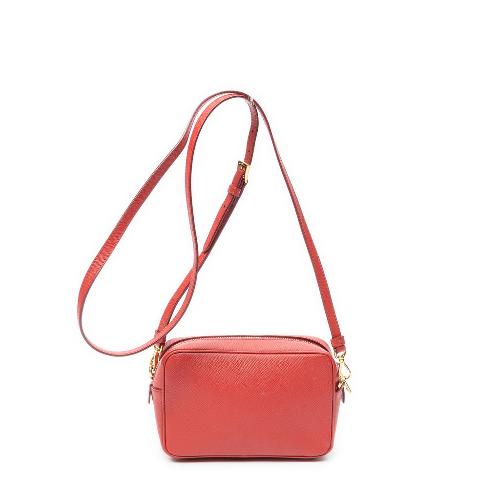 Shoulder Bag Small Satchel Crossbody Red Saffiano Leather