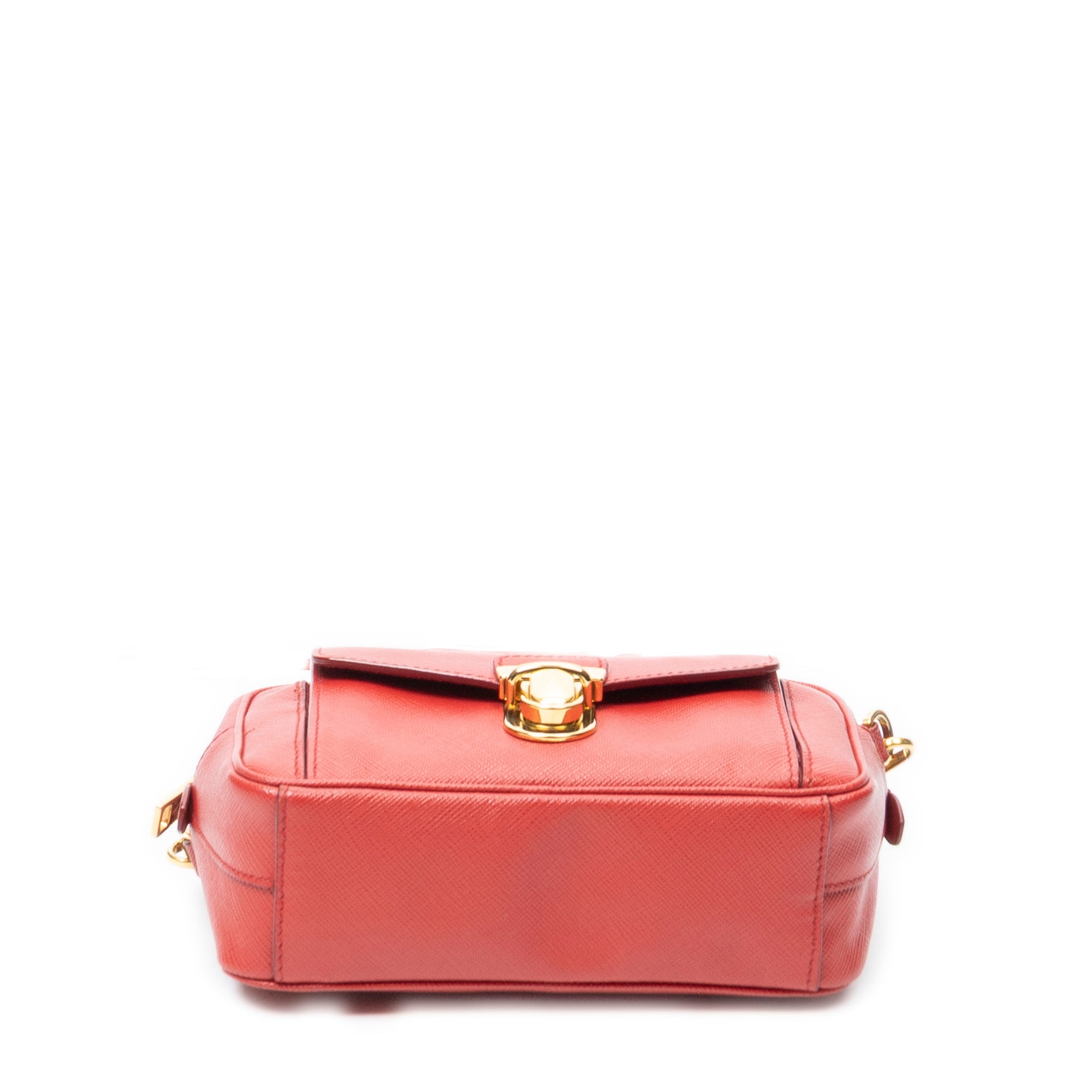 Shoulder Bag Small Satchel Crossbody Red Saffiano Leather