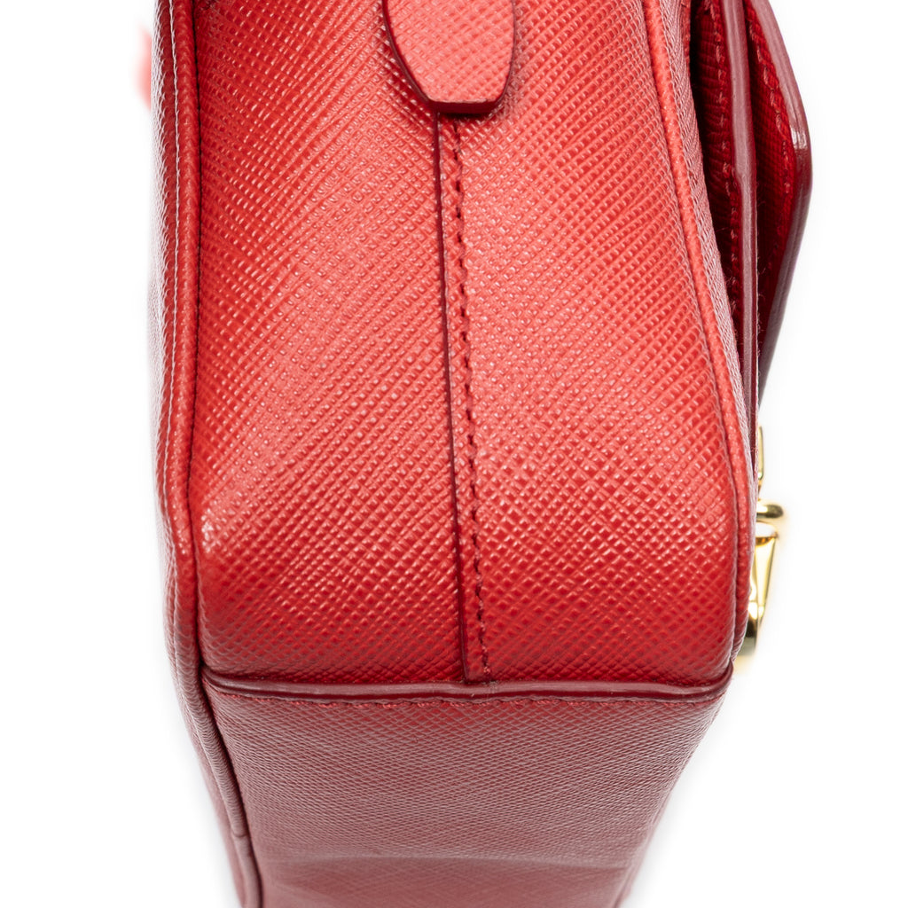 Shoulder Bag Small Satchel Crossbody Red Saffiano Leather