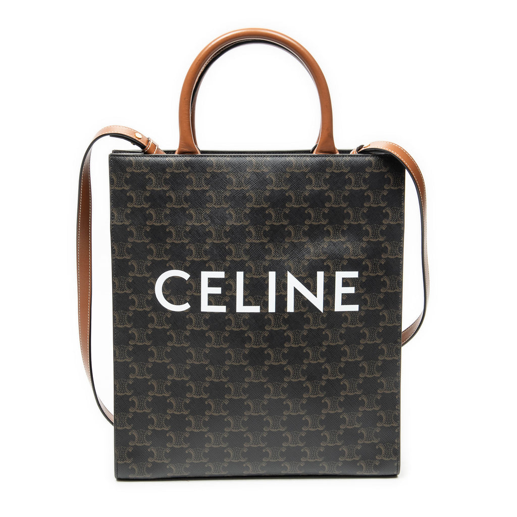 Shoulder Bag Small Vertical Cabas Brown Triomphe Coated Canvas