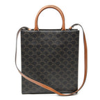 Shoulder Bag Small Vertical Cabas Brown Triomphe Coated Canvas