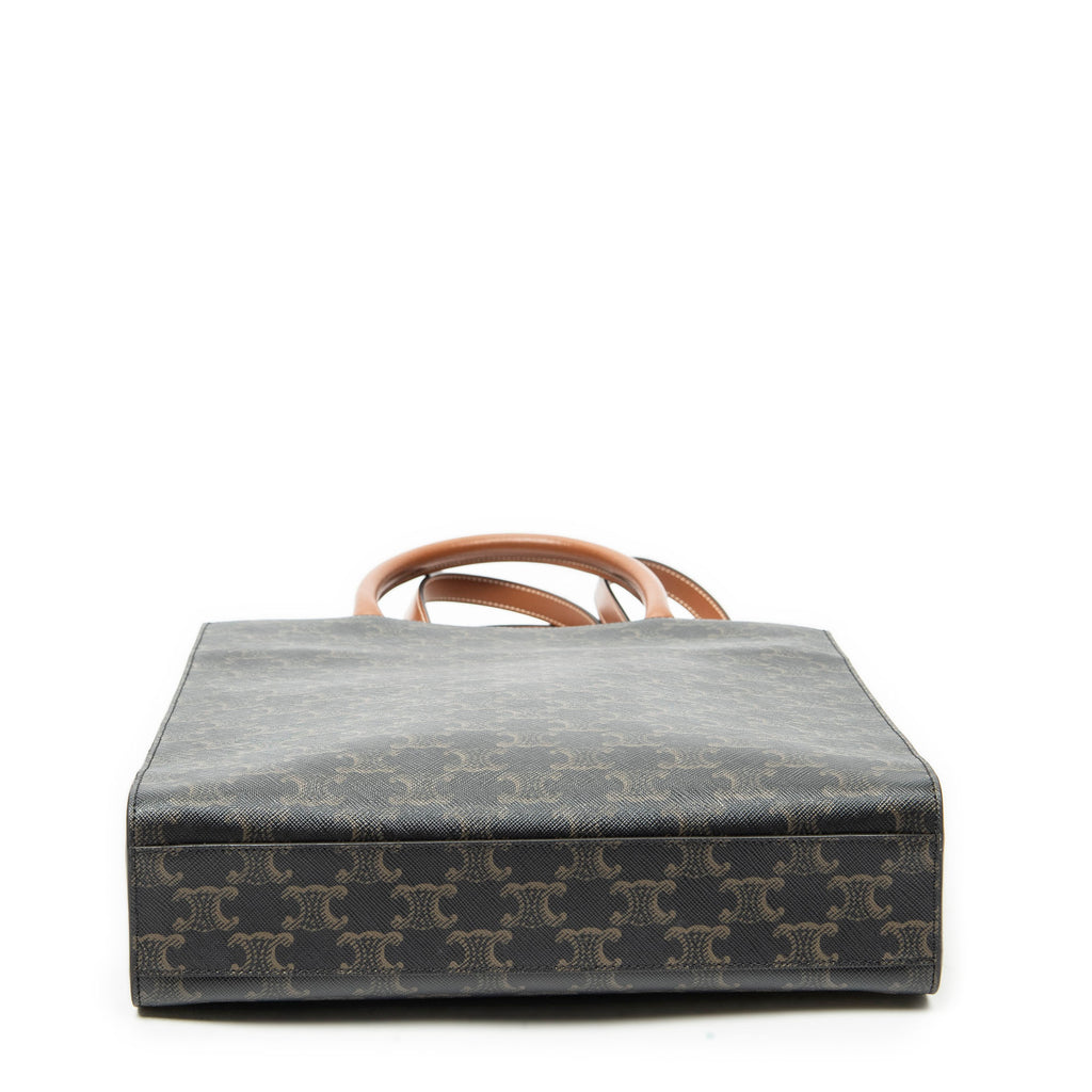 Shoulder Bag Small Vertical Cabas Brown Triomphe Coated Canvas