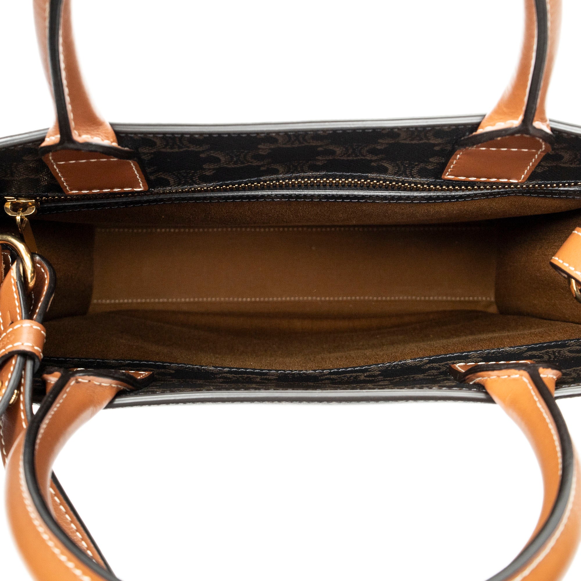 Shoulder Bag Small Vertical Cabas Brown Triomphe Coated Canvas