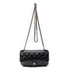 Shoulder Bag CC Foldable Chain Tote Black Quilted Caviar Leather