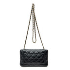 Shoulder Bag CC Foldable Chain Tote Black Quilted Caviar Leather
