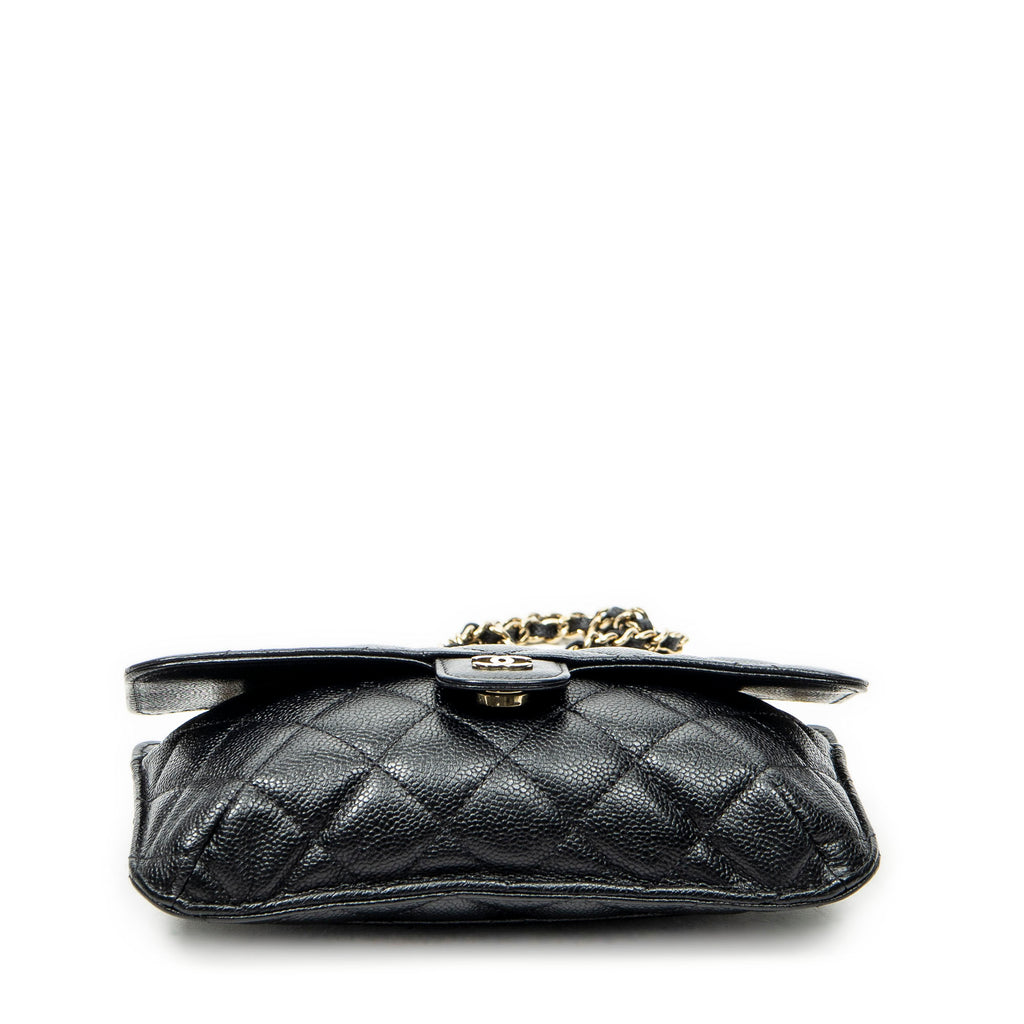 Shoulder Bag CC Foldable Chain Tote Black Quilted Caviar Leather