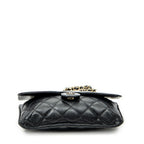 Shoulder Bag CC Foldable Chain Tote Black Quilted Caviar Leather