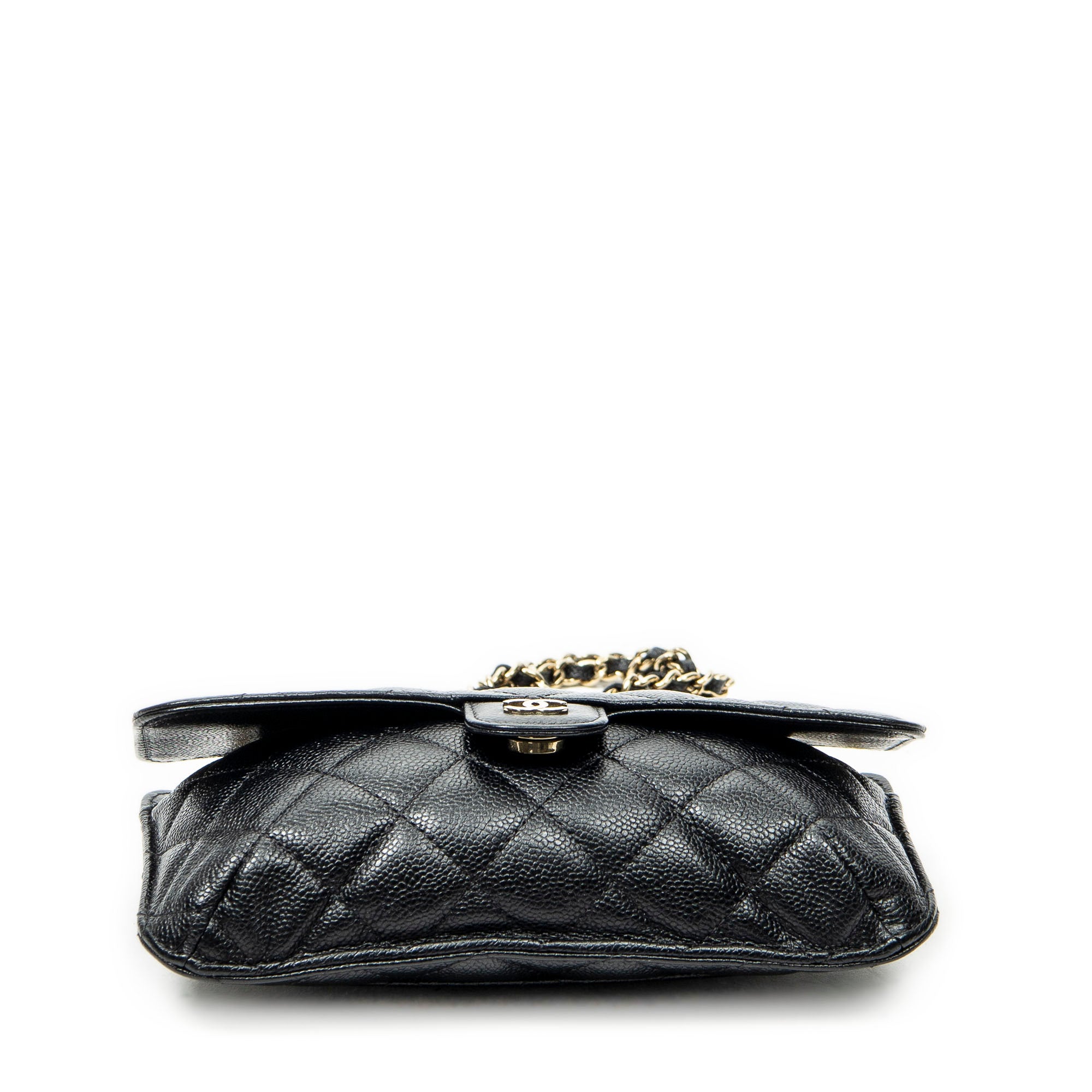 Shoulder Bag CC Foldable Chain Tote Black Quilted Caviar Leather