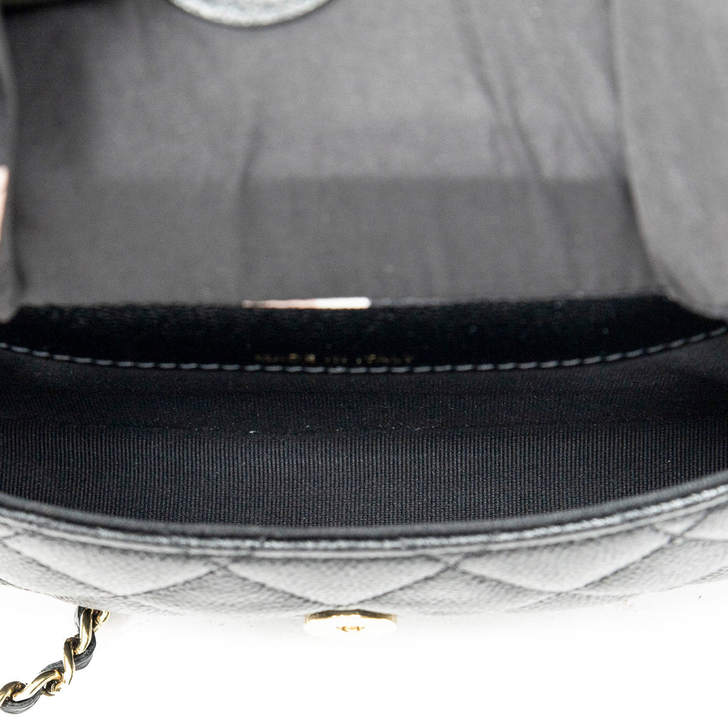 Shoulder Bag CC Foldable Chain Tote Black Quilted Caviar Leather