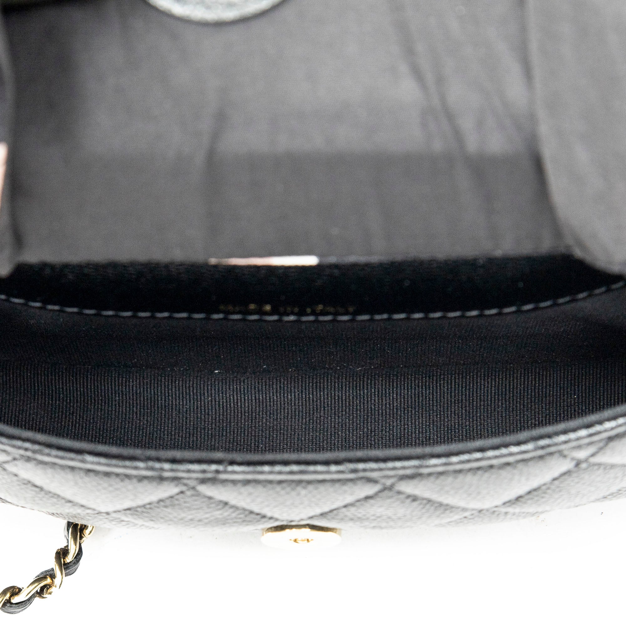 Shoulder Bag CC Foldable Chain Tote Black Quilted Caviar Leather