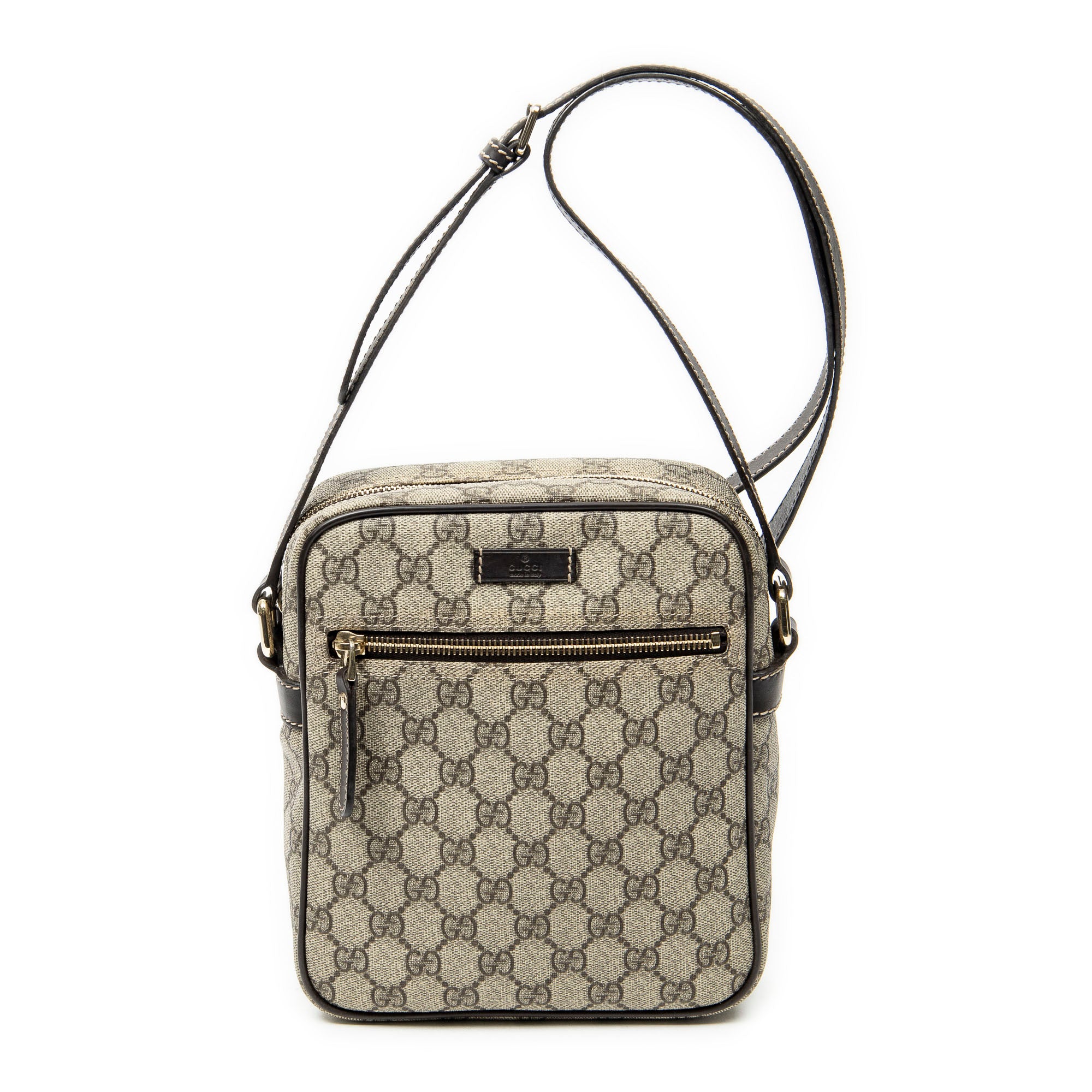 Shoulder Bag Zip Crossbody Dark Brown Supreme Coated Canvas