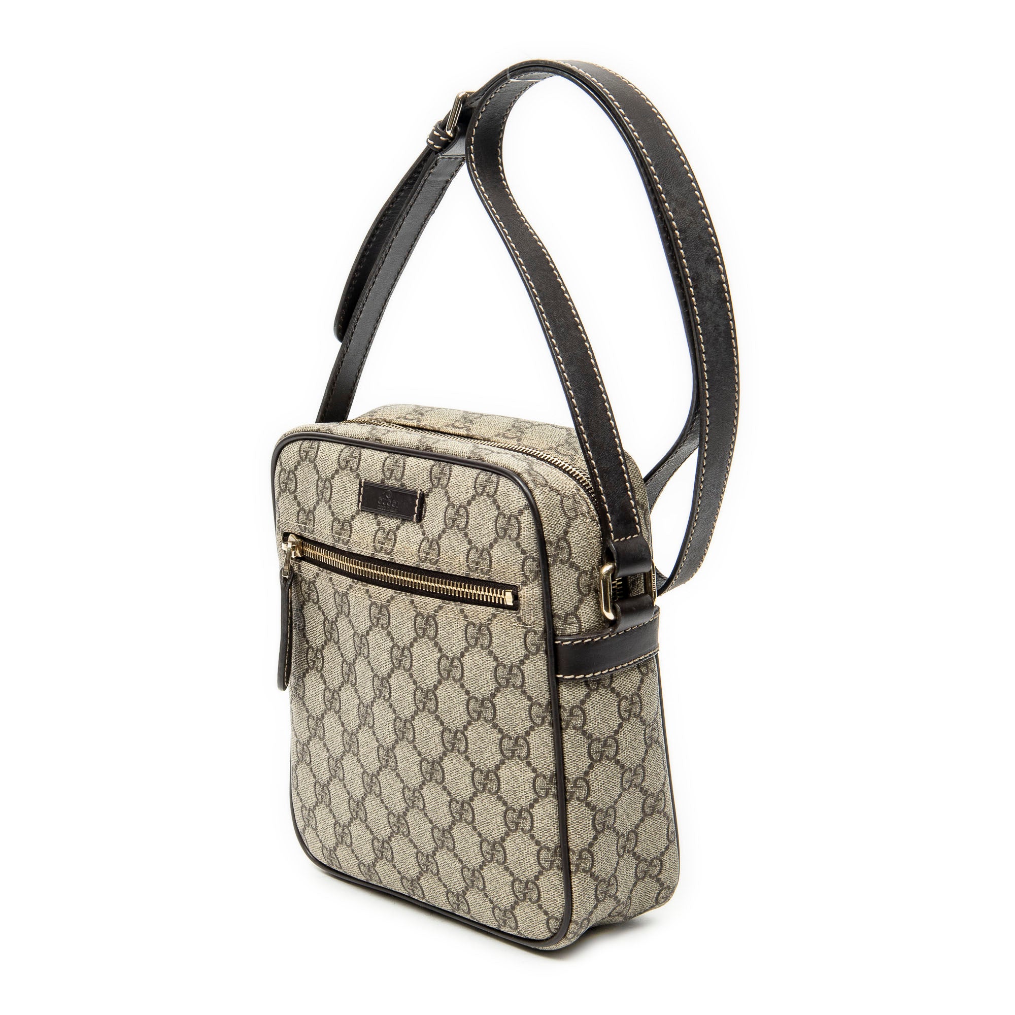 Shoulder Bag Zip Crossbody Dark Brown Supreme Coated Canvas