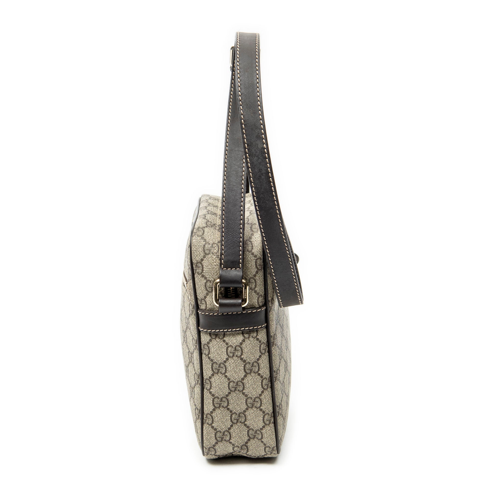 Shoulder Bag Zip Crossbody Dark Brown Supreme Coated Canvas