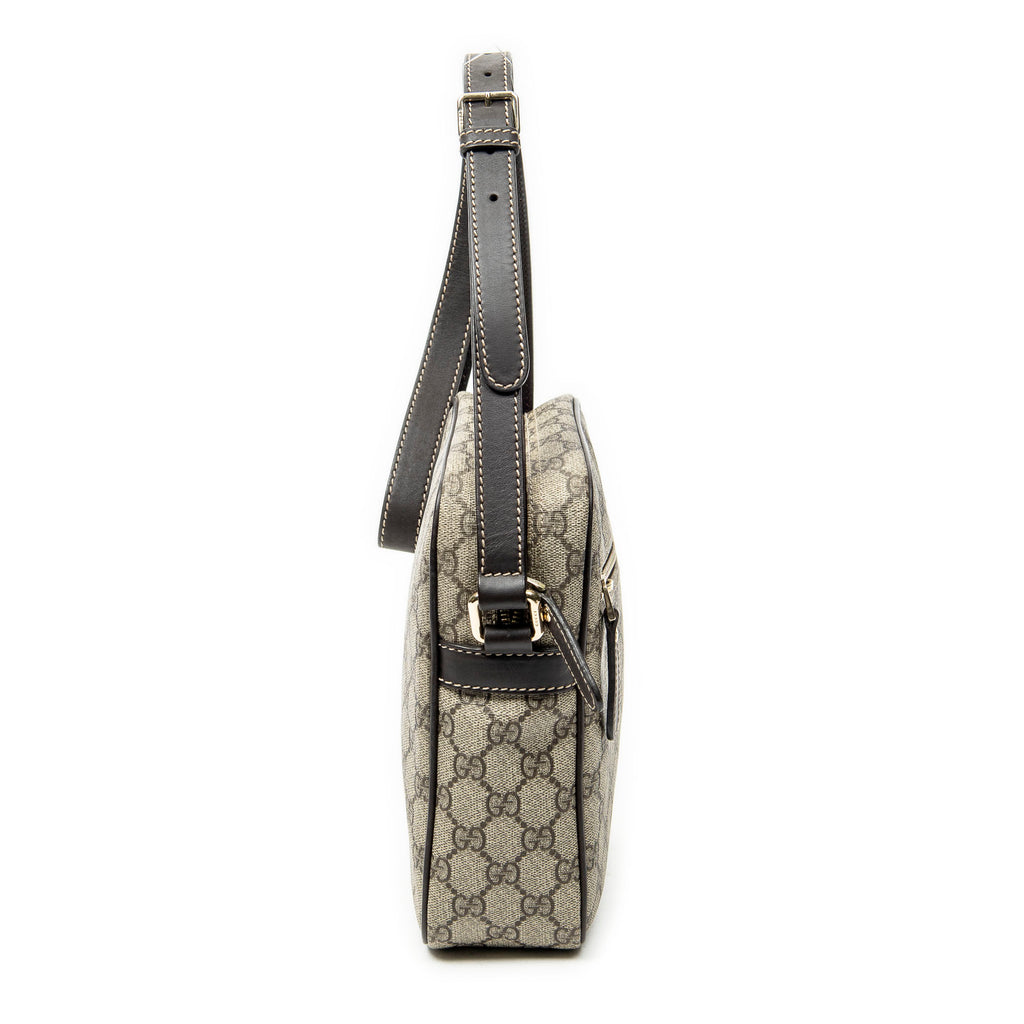 Shoulder Bag Zip Crossbody Dark Brown Supreme Coated Canvas
