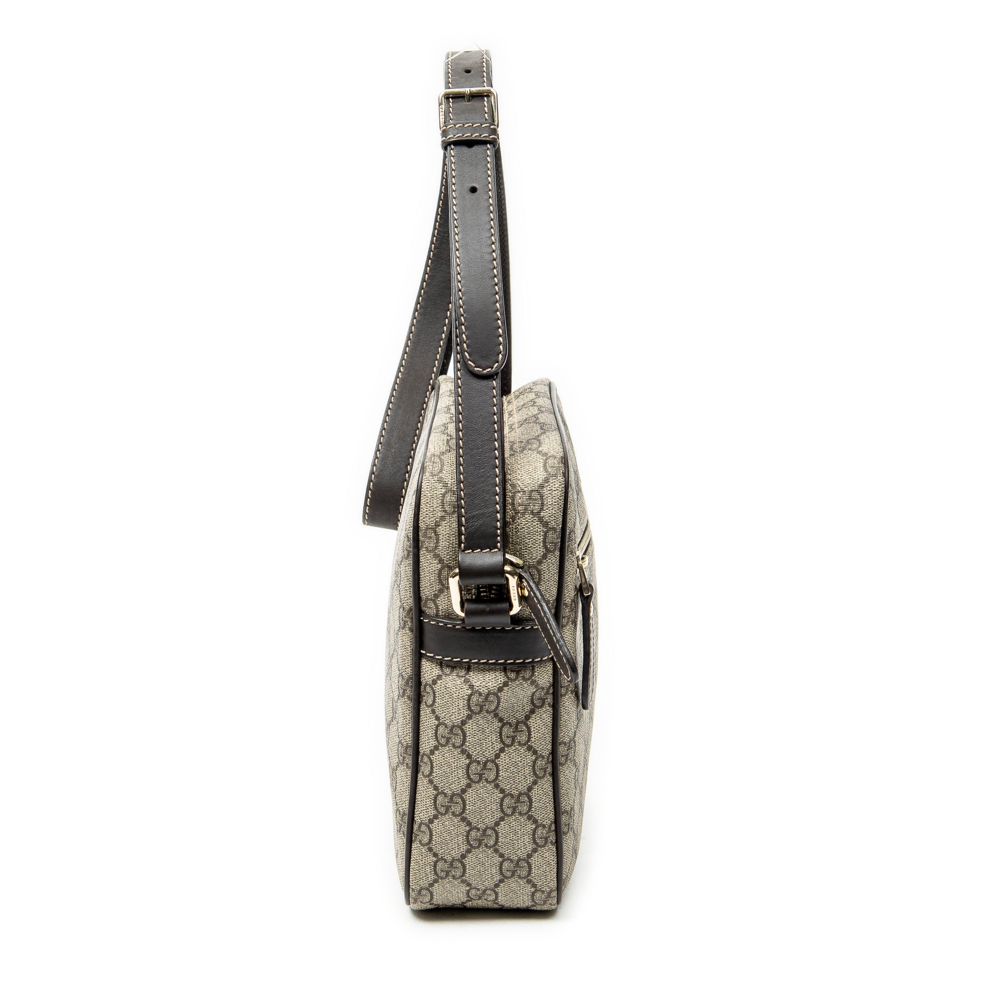 Shoulder Bag Zip Crossbody Dark Brown Supreme Coated Canvas