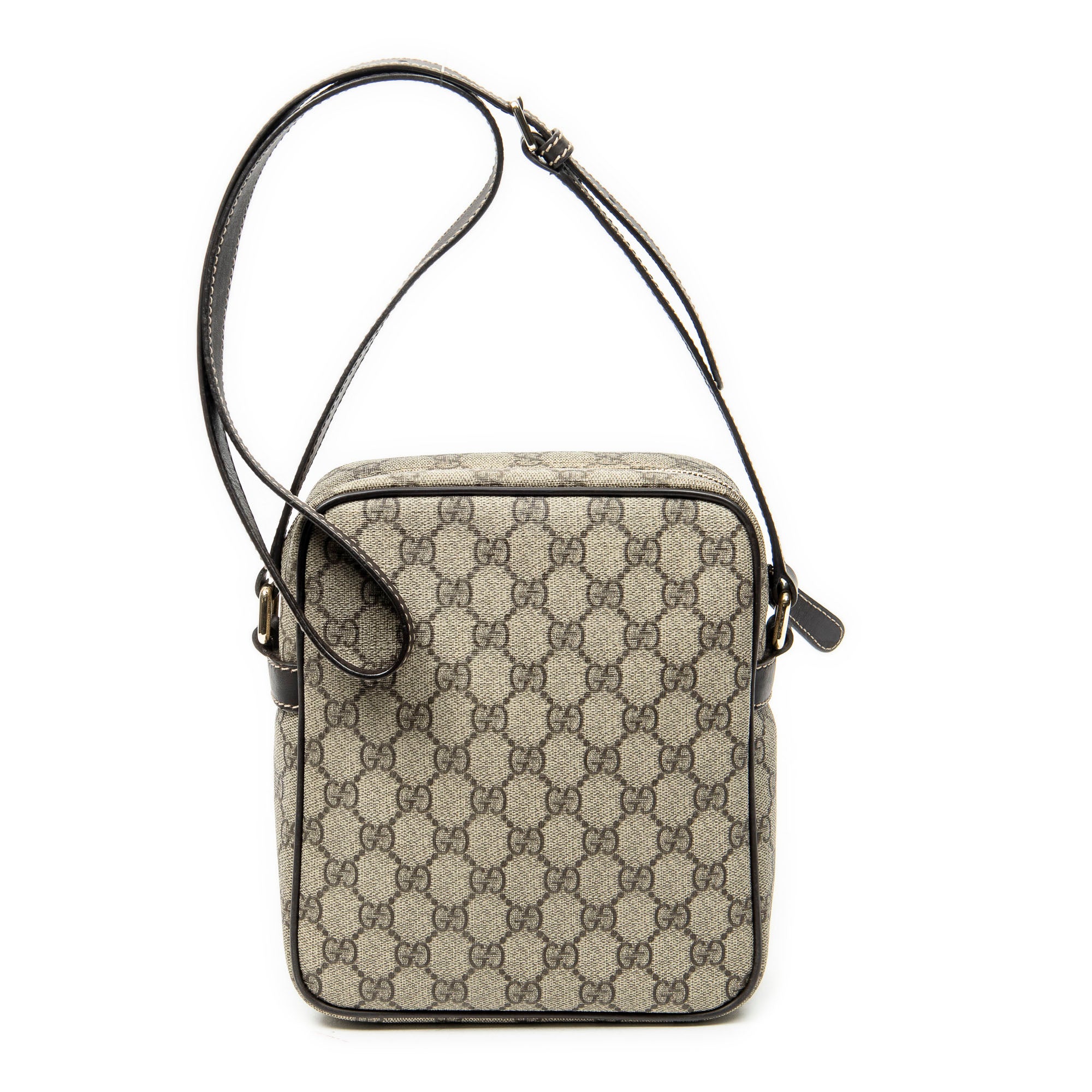 Bolso de hombro con cremallera, tipo bandolera, lona revestida Supreme marrón oscuro