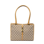 Shoulder Bag Square Jackie Tote Beige Monogrammed Canvas