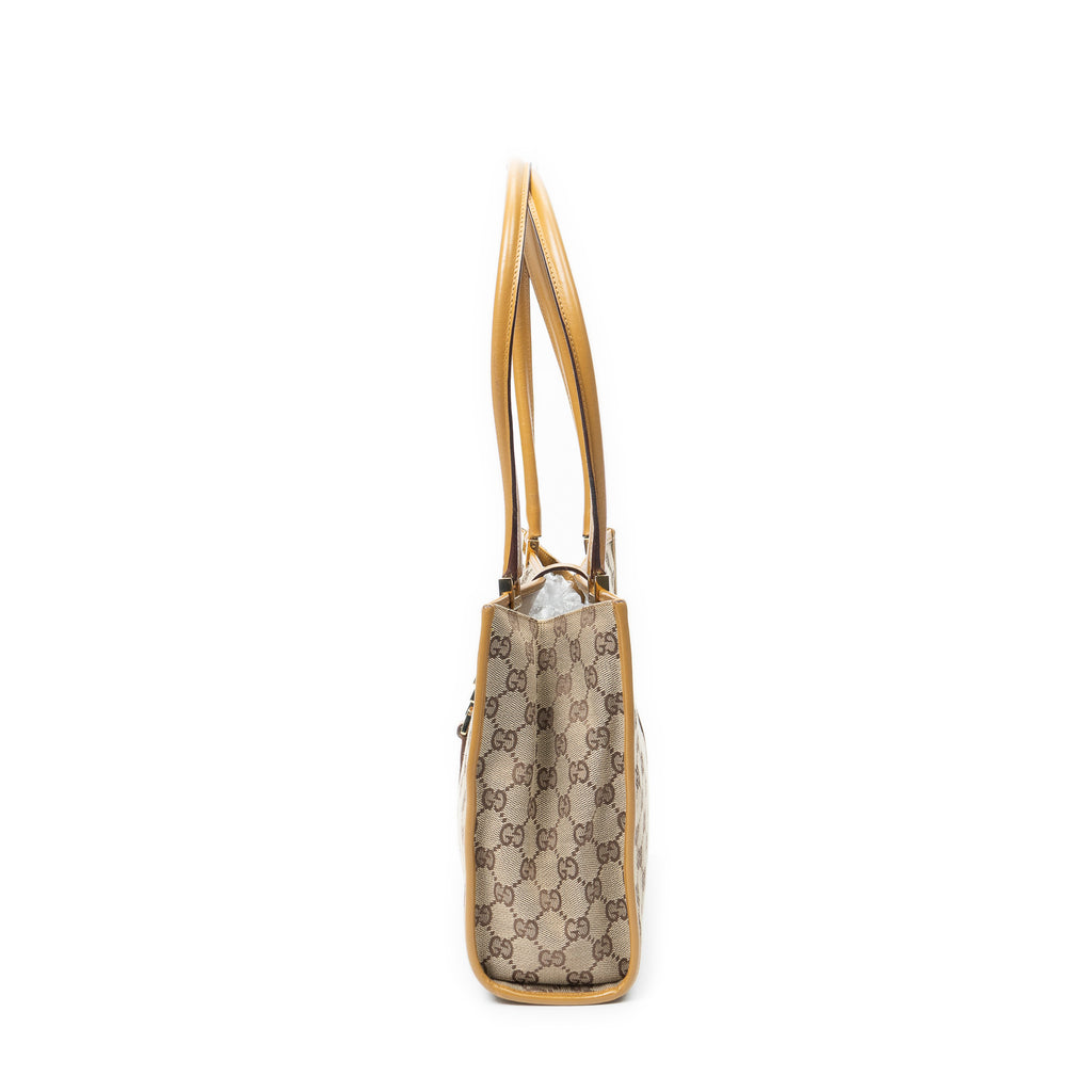 Shoulder Bag Square Jackie Tote Beige Monogrammed Canvas