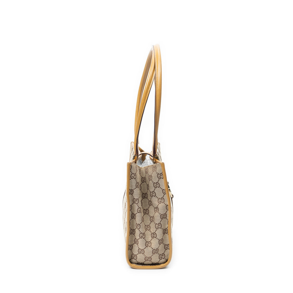 Shoulder Bag Square Jackie Tote Beige Monogrammed Canvas