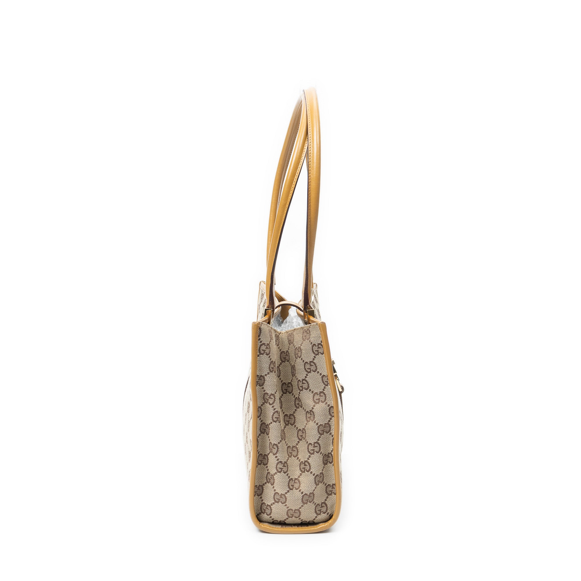 Shoulder Bag Square Jackie Tote Beige Monogrammed Canvas