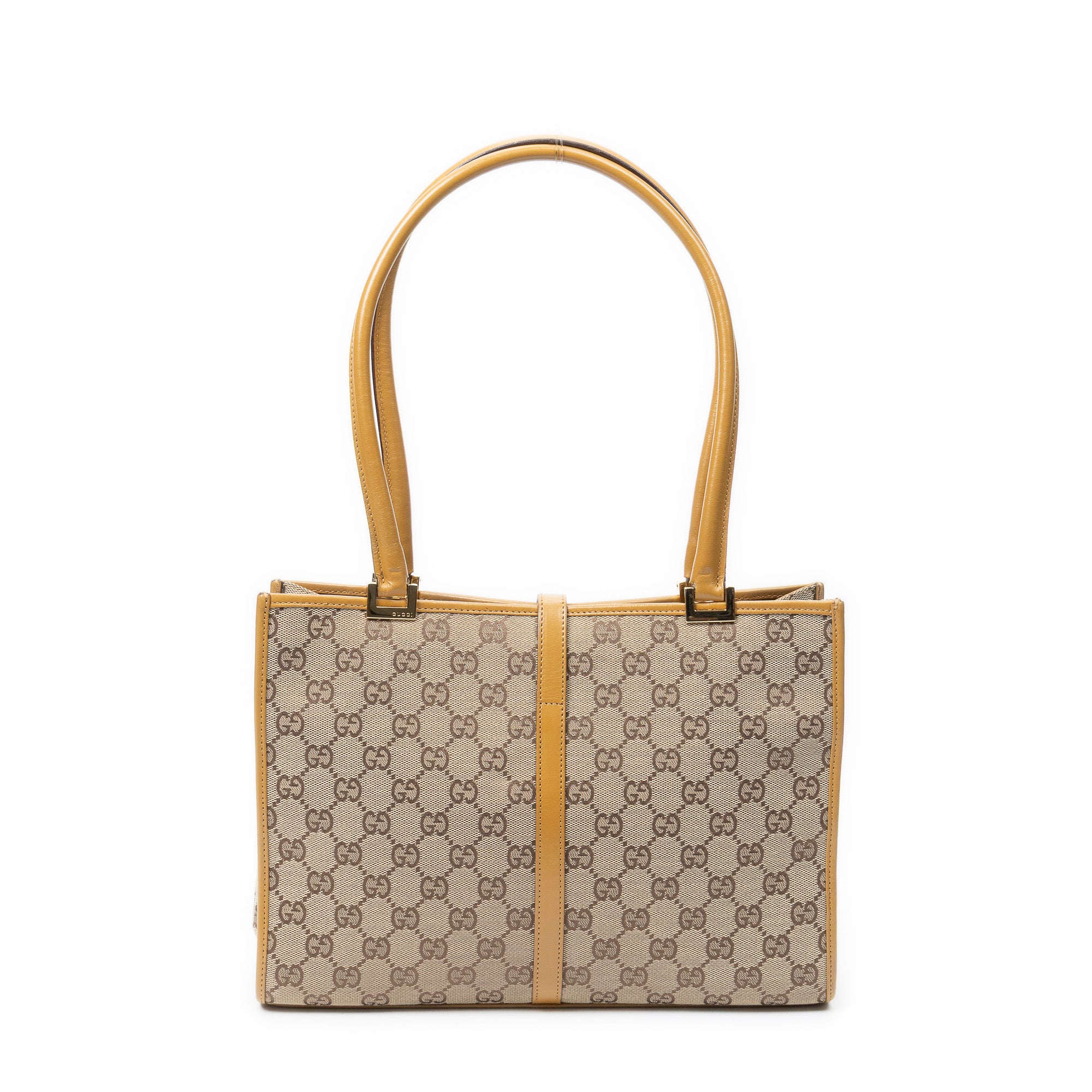 Shoulder Bag Square Jackie Tote Beige Monogrammed Canvas