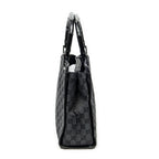 Handbag Bamboo Square Tote Black Monogrammed Canvas