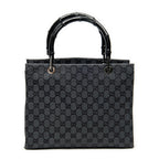 Handbag Bamboo Square Tote Black Monogrammed Canvas