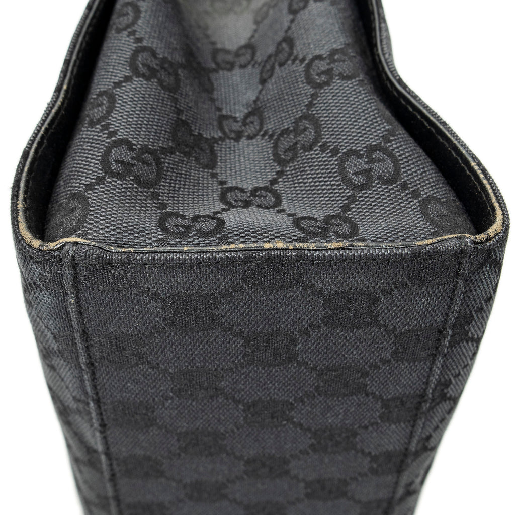 Bolso de mano de lona con monograma negro y bambú
