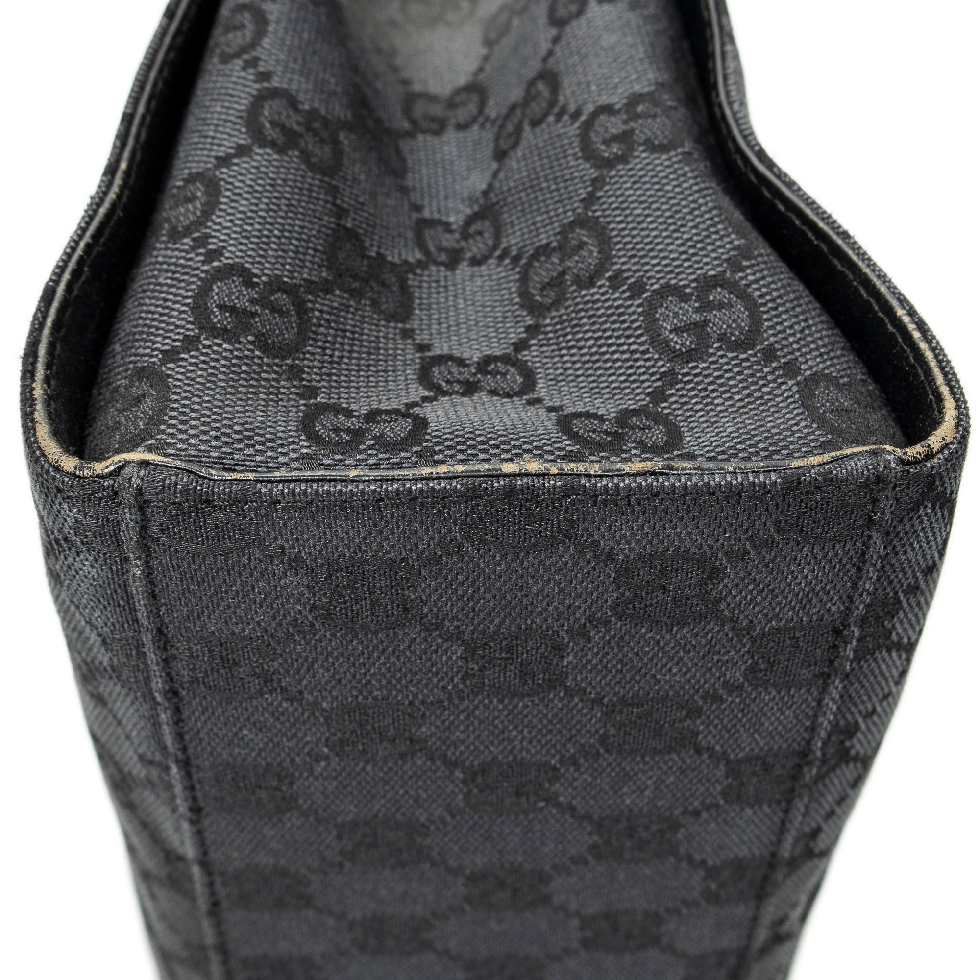 Bolso de mano de lona con monograma negro y bambú